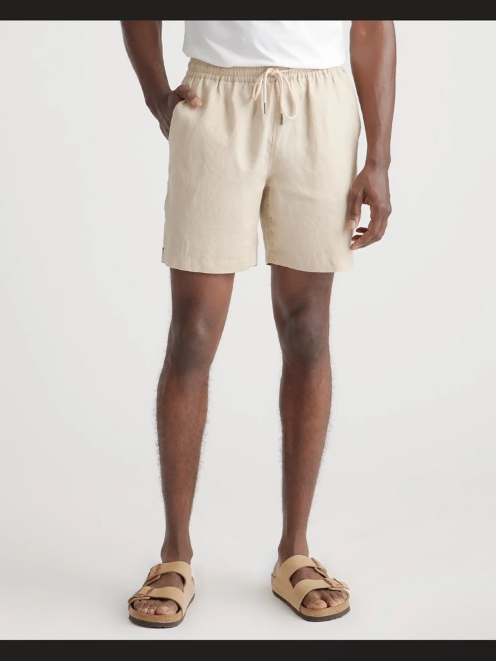 Quince NWOT 100% European Linen Drawstring Beach Shorts 7” Driftwood